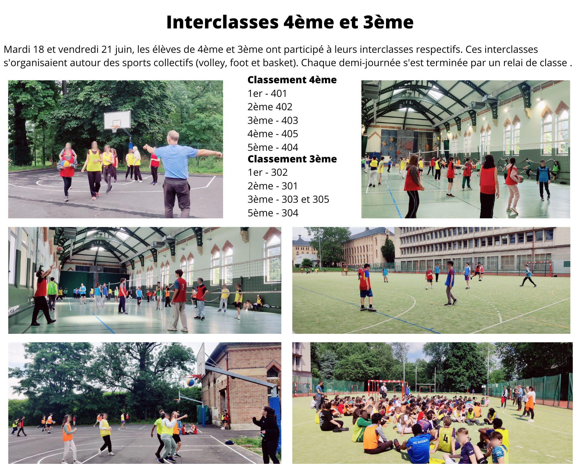 Interclasses 4eme et 3eme 2024