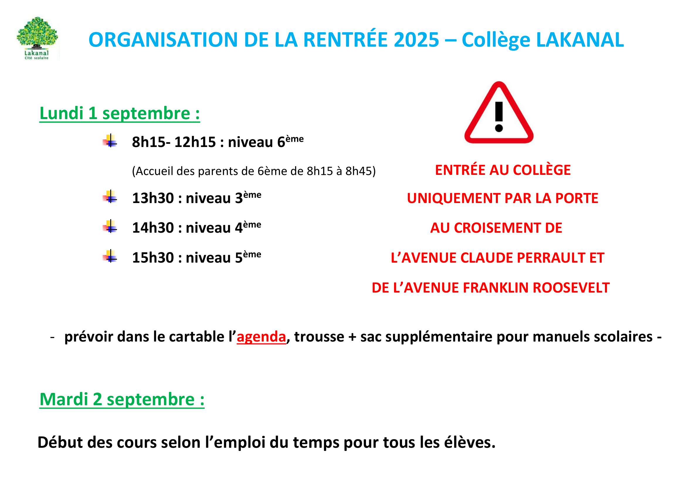rentree 2025 college lakanal 1