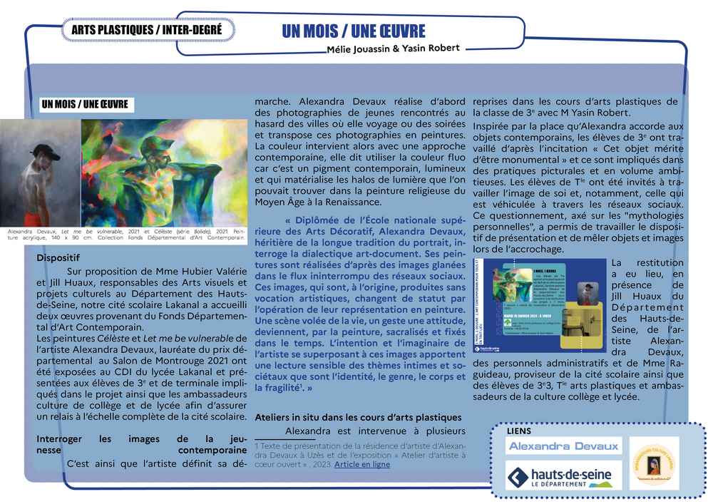 Lakanal Un mois une oeuvre