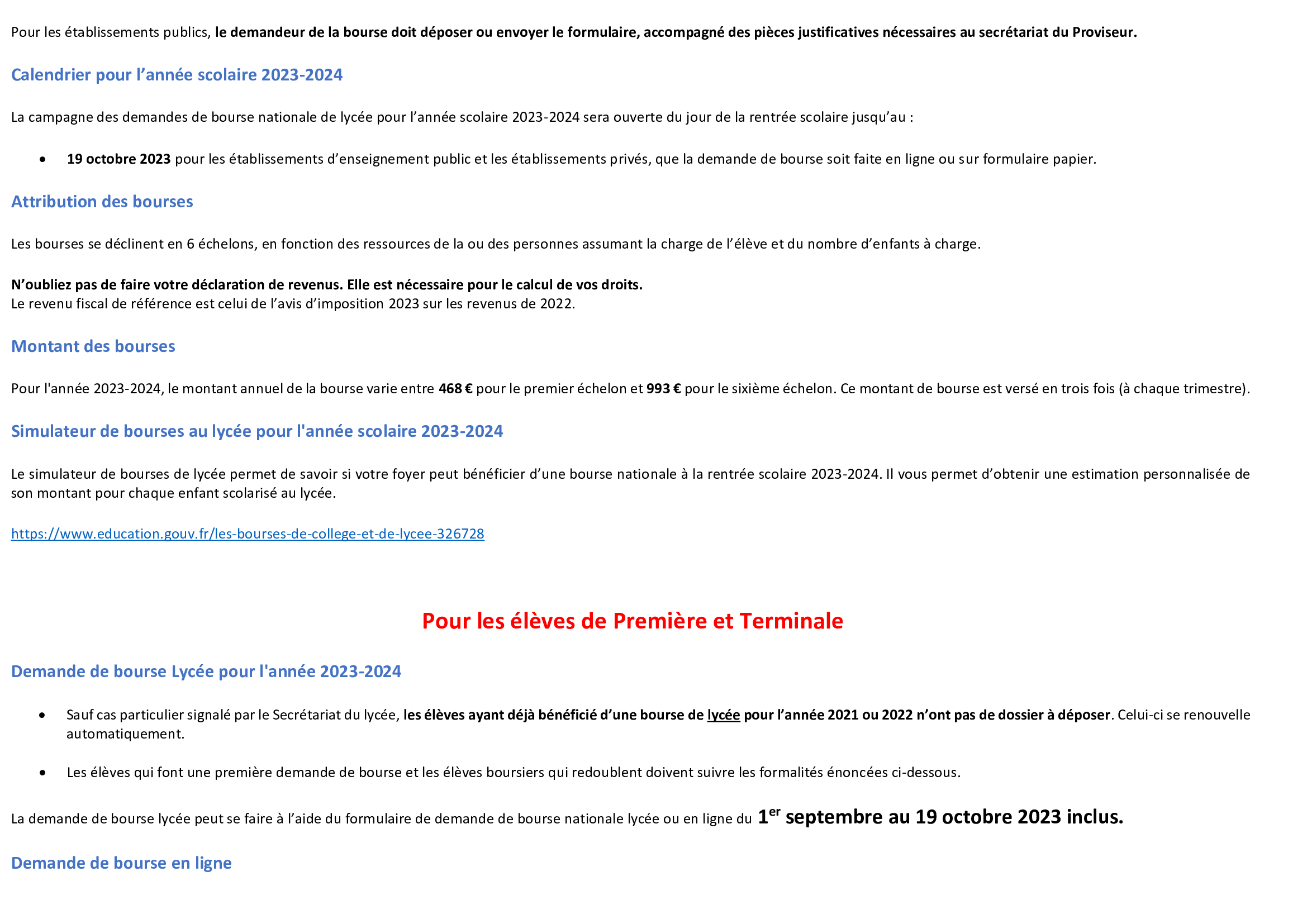 Modification texte pour le site internet Bourse du lycee 2023 2024 1